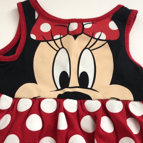 Disney Minnie Mouse Red & Black Tank Top Dress Size 3T - Picture 2 of 5